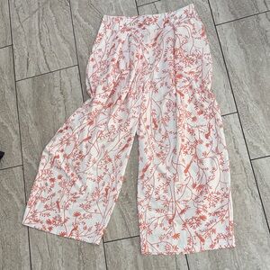 Cider Red Floral Wide-Leg Pants